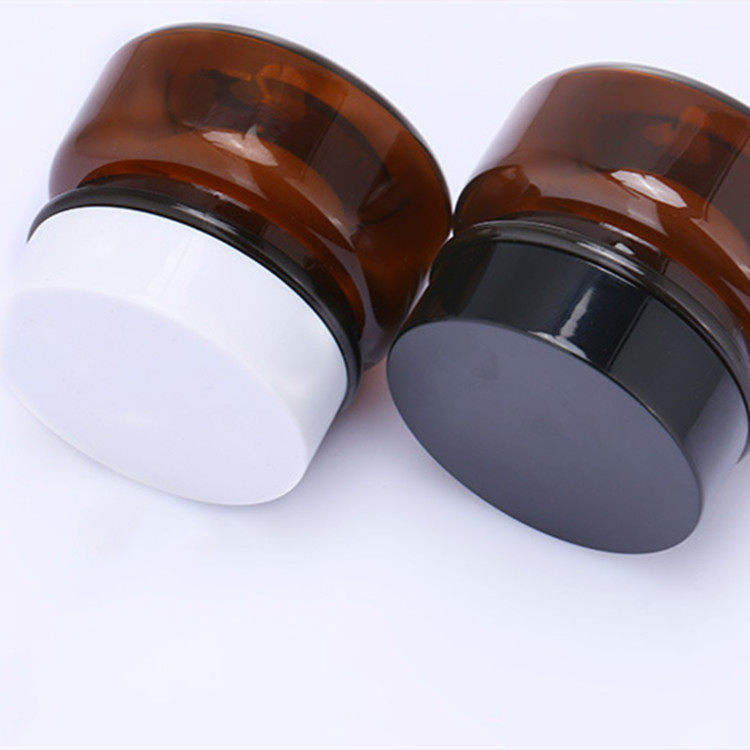 wholesale 30ml 1oz thick pet amber jar double plastic cream cosmetic packaging container with ABS screw cap