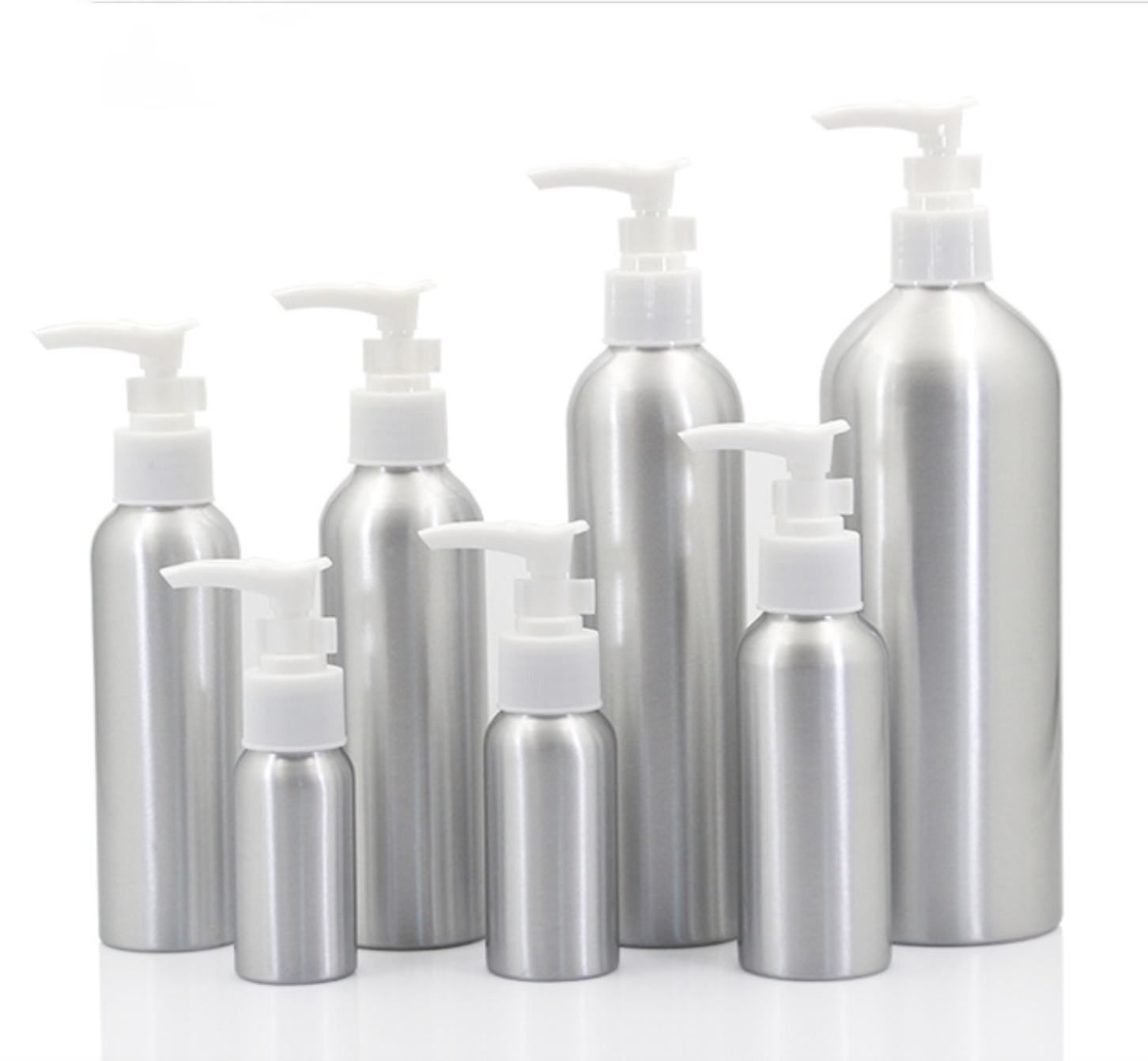 wholesale 30ml 50ml 100ml 120ml 150ml 250ml aluminium lotion pump bottle with black plastic cap