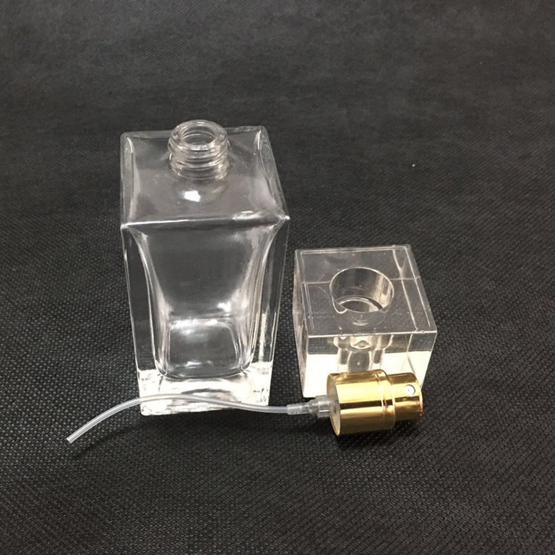 wholesale 30ml 50ml normal flat square perfume glass bottle for Customised Perfume Bottle 1oz Spray Perfume container