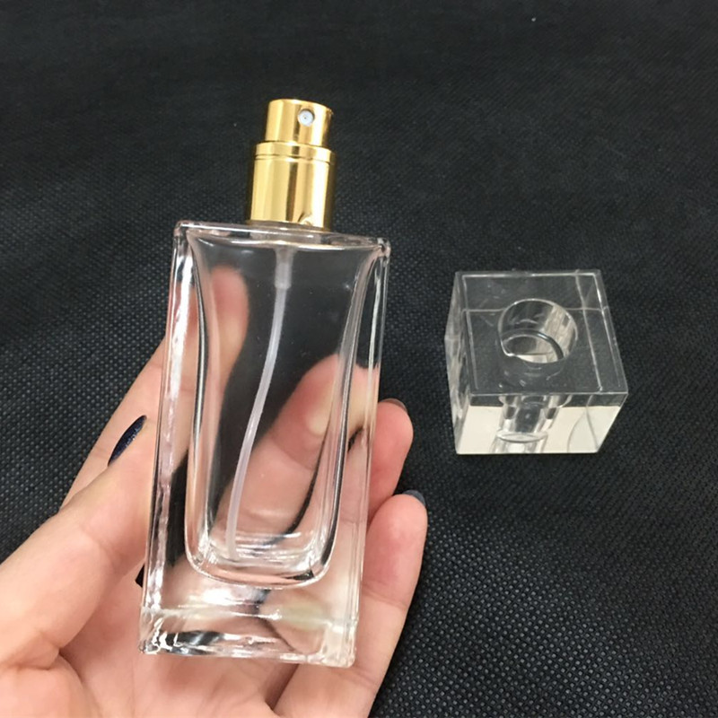 wholesale 30ml 50ml normal flat square perfume glass bottle for Customised Perfume Bottle 1oz Spray Perfume container