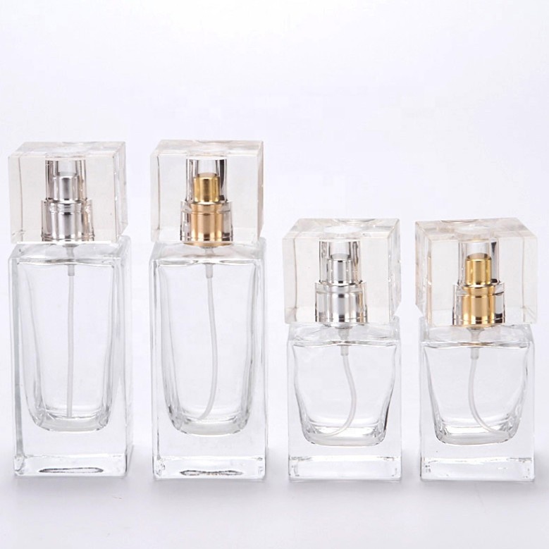 wholesale 30ml 50ml normal flat square perfume glass bottle for Customised Perfume Bottle 1oz Spray Perfume container