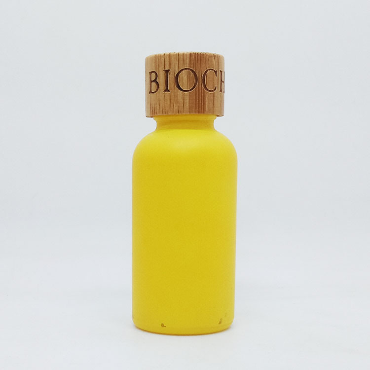 wholesale 30ml 50ml yellow  glass dropper bottle for essential oil cosmetic packaging  bottle with bamboo screw cap