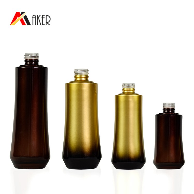 wholesale 30ml 60ml 100ml 120ml black gradient gold cosmetic bottle packaging skincare lotion glass container