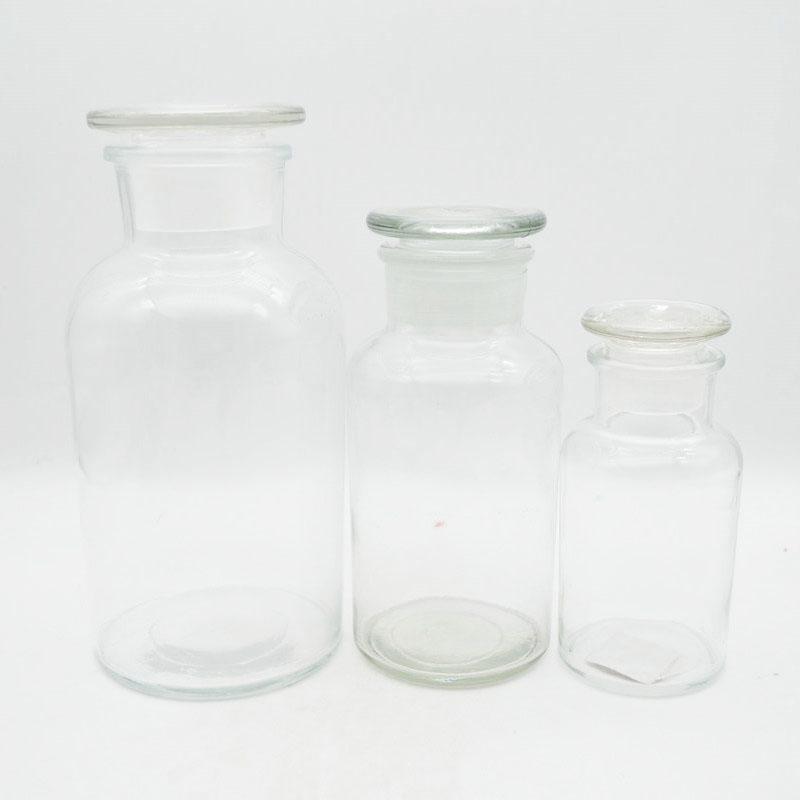 wholesale 30ml 60ml 125ml 250ml 500ml 1000ml clear glass apothecary bottles with glass lid