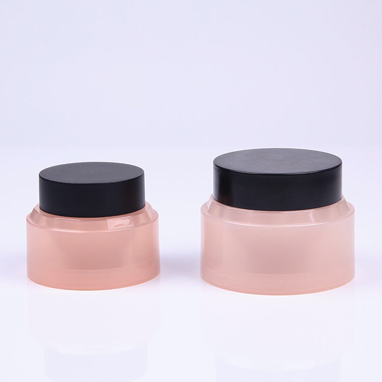 wholesale 30ml PP material  plastic jar pink color with black screw cap cream jar
