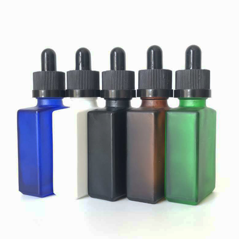wholesale 30ml black rectangle square glass dropper bottle for CBD oil