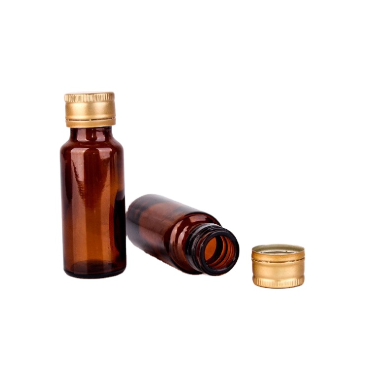 wholesale 30ml brown syrub glass containers amber liquid oral liquid solution bottle with airtight aluminum cap