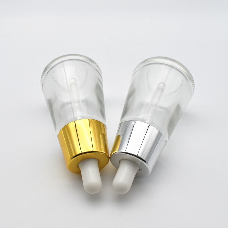 wholesale 30ml conical shape clear glass dropper bottle