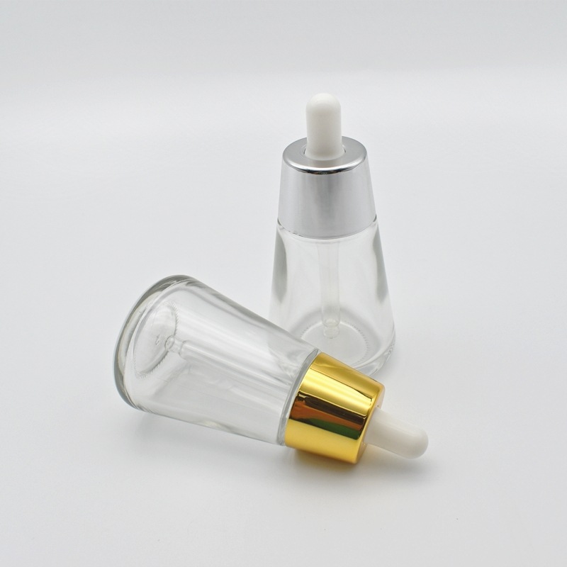 wholesale 30ml conical shape clear glass dropper bottle