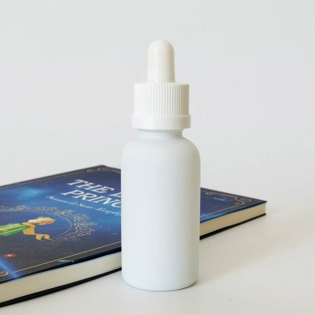 wholesale 30ml frosted glass bottle with white lid 1oz glass serum bottle 30ml Cosmetic Packaging glass bottle