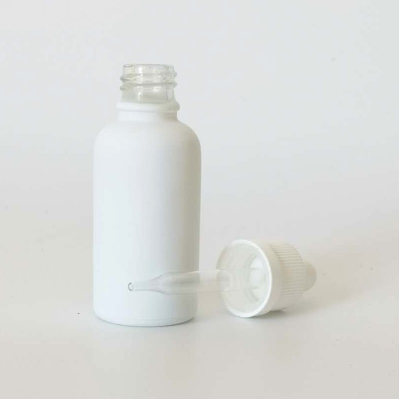 wholesale 30ml frosted glass bottle with white lid 1oz glass serum bottle 30ml Cosmetic Packaging glass bottle