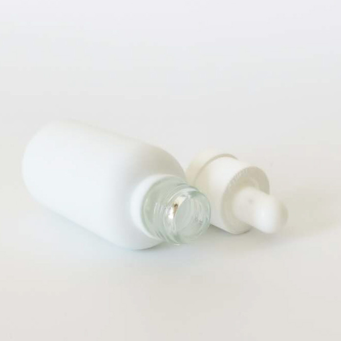 wholesale 30ml frosted glass bottle with white lid 1oz glass serum bottle 30ml Cosmetic Packaging glass bottle