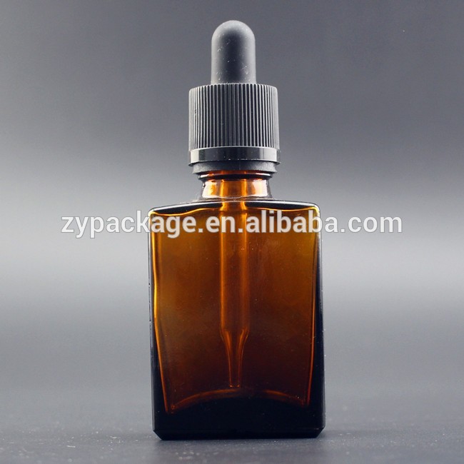 wholesale 30ml matte black rectangle/square glass dropper bottles for beard oil stock