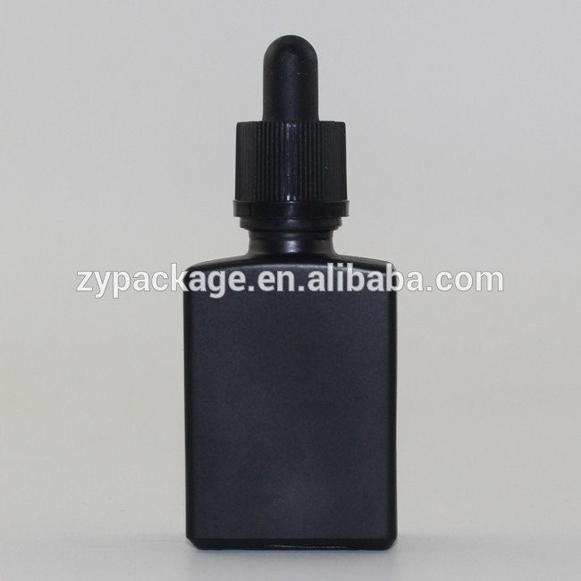 wholesale 30ml matte black rectangle/square glass dropper bottles for beard oil stock