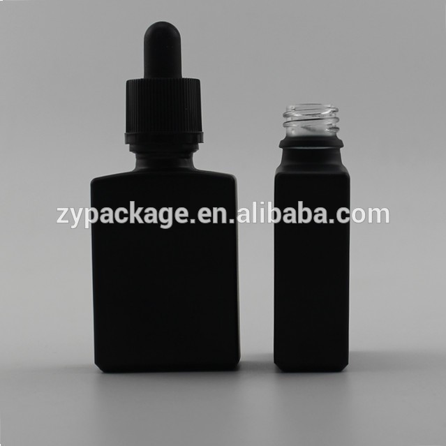 wholesale 30ml matte black rectangle/square glass dropper bottles for beard oil stock