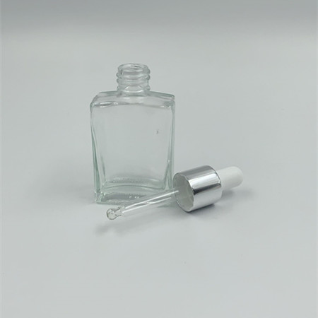 wholesale 30ml square shape clear dropper essential oil glass bottle