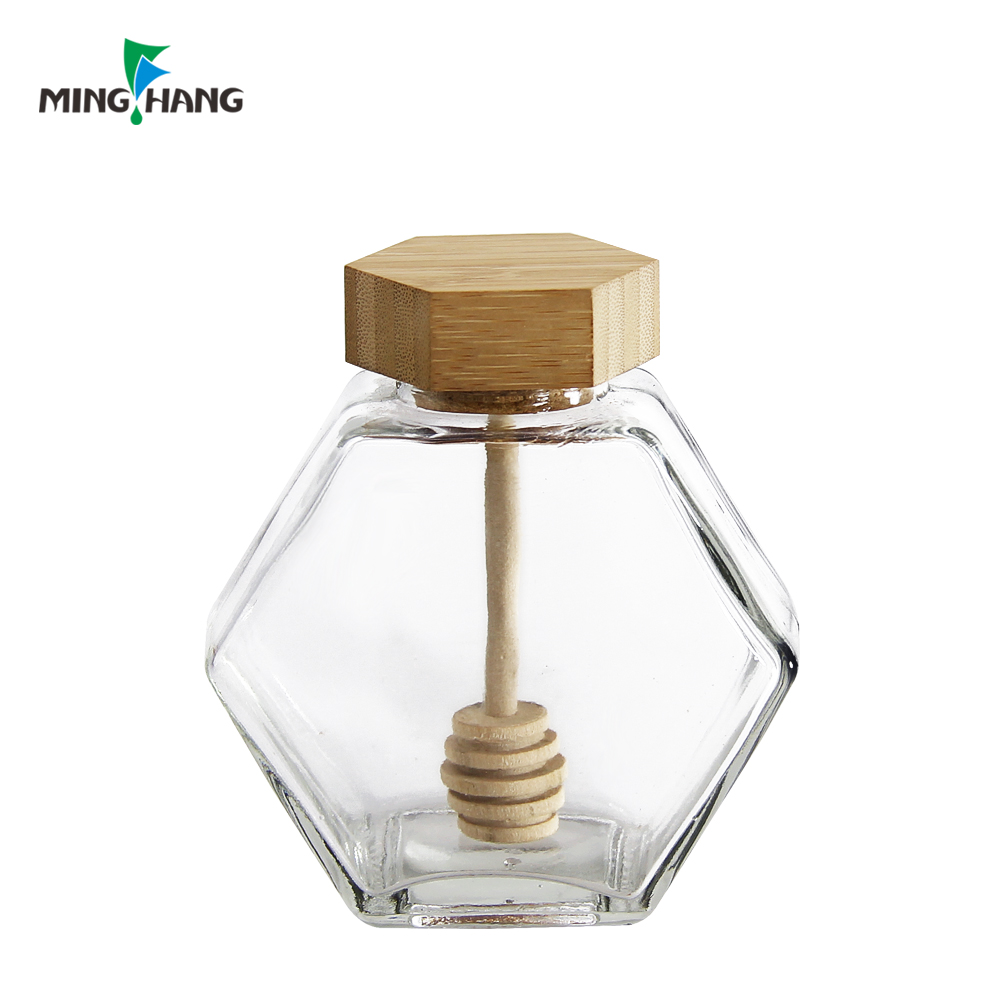 wholesale 316ml elegant fancy hexagon honey jar factory manufactured premium honey jar packing
