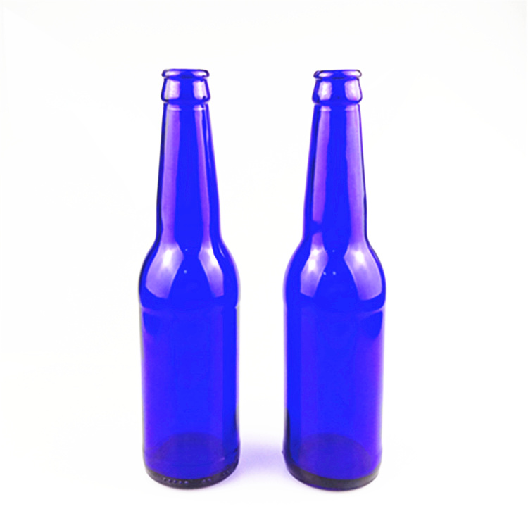 wholesale 330ml 500 ml cobalt blue glass beer bottle with crown cap