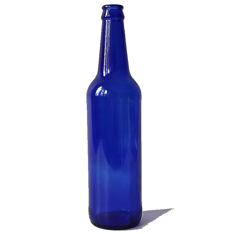 wholesale 330ml 500 ml cobalt blue glass beer bottle with crown cap