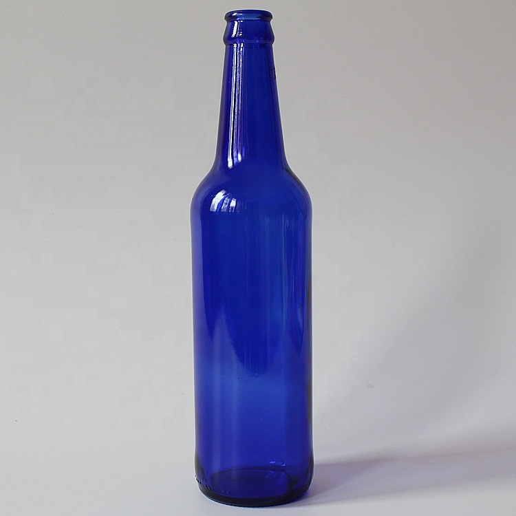 wholesale 330ml 500 ml cobalt blue glass beer bottle with crown cap