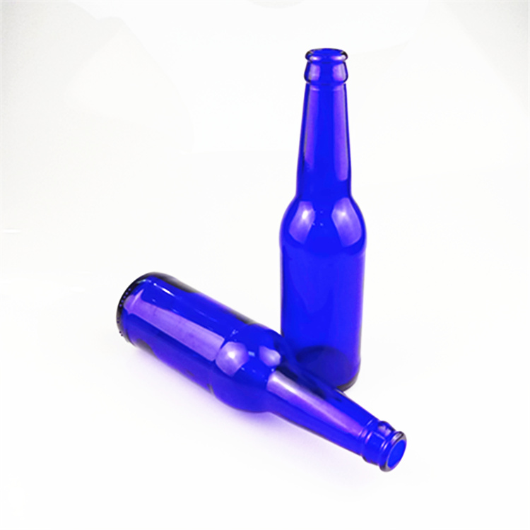 wholesale 330ml 500 ml cobalt blue glass beer bottle with crown cap