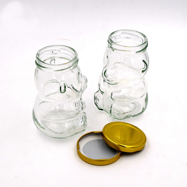 wholesale 350g honey bottle 250ml 8.5oz teddy bear glass jars with lid for jam jelly wedding favors packaging bottle 120ml 180ml