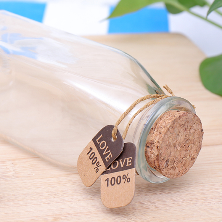wholesale 350ml clear square cold brew glass bottle with cork