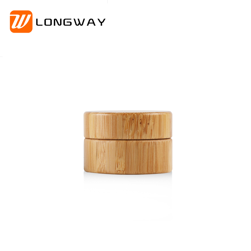 wholesale 3g 5g 10g 30g 50g plastic cosmetic container bamboo cream jar for body brush lip scrub cosmetic packaging