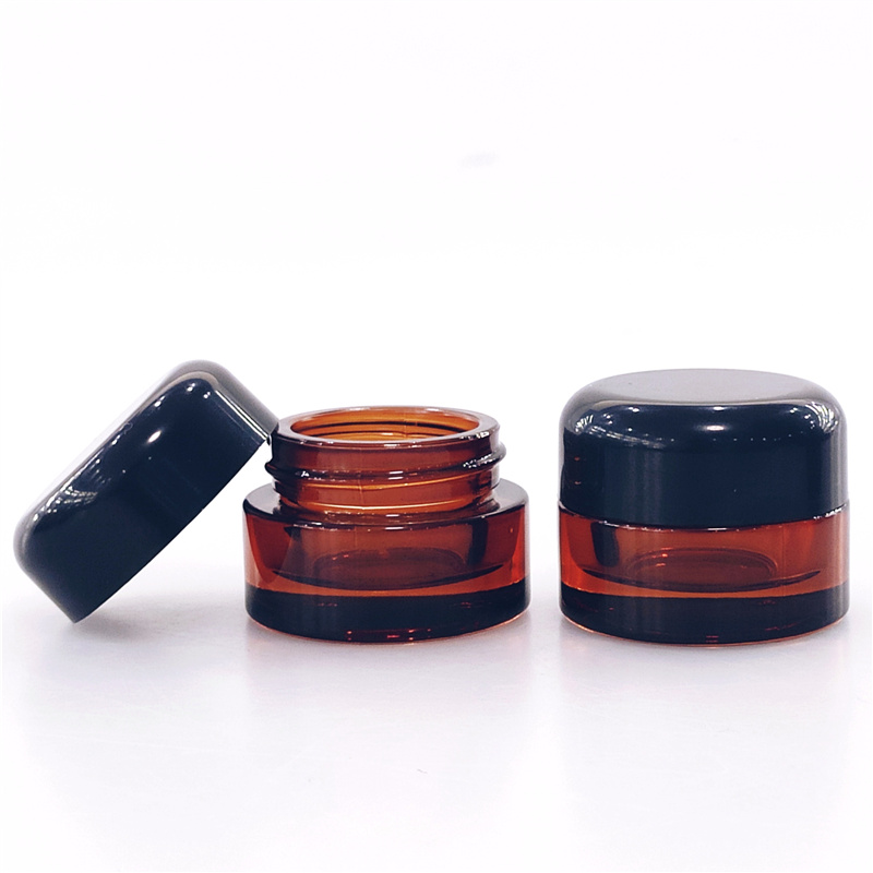 wholesale 3ml 5ml 7ml clear glass jar with child resistant lid hemp childproof glass bottle jar weed plastic lid containers