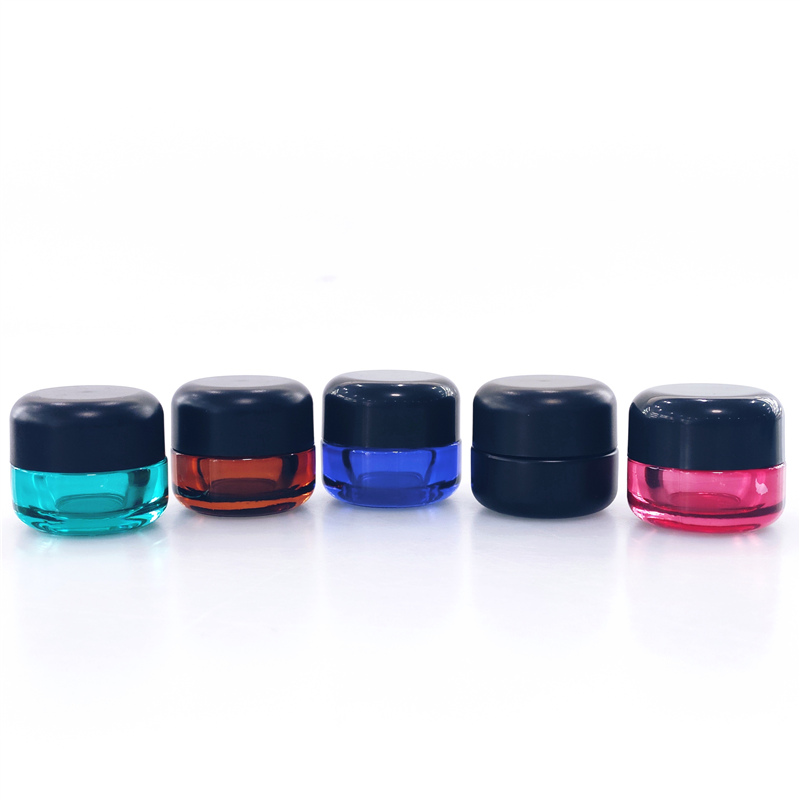wholesale 3ml 5ml 7ml clear glass jar with child resistant lid hemp childproof glass bottle jar weed plastic lid containers