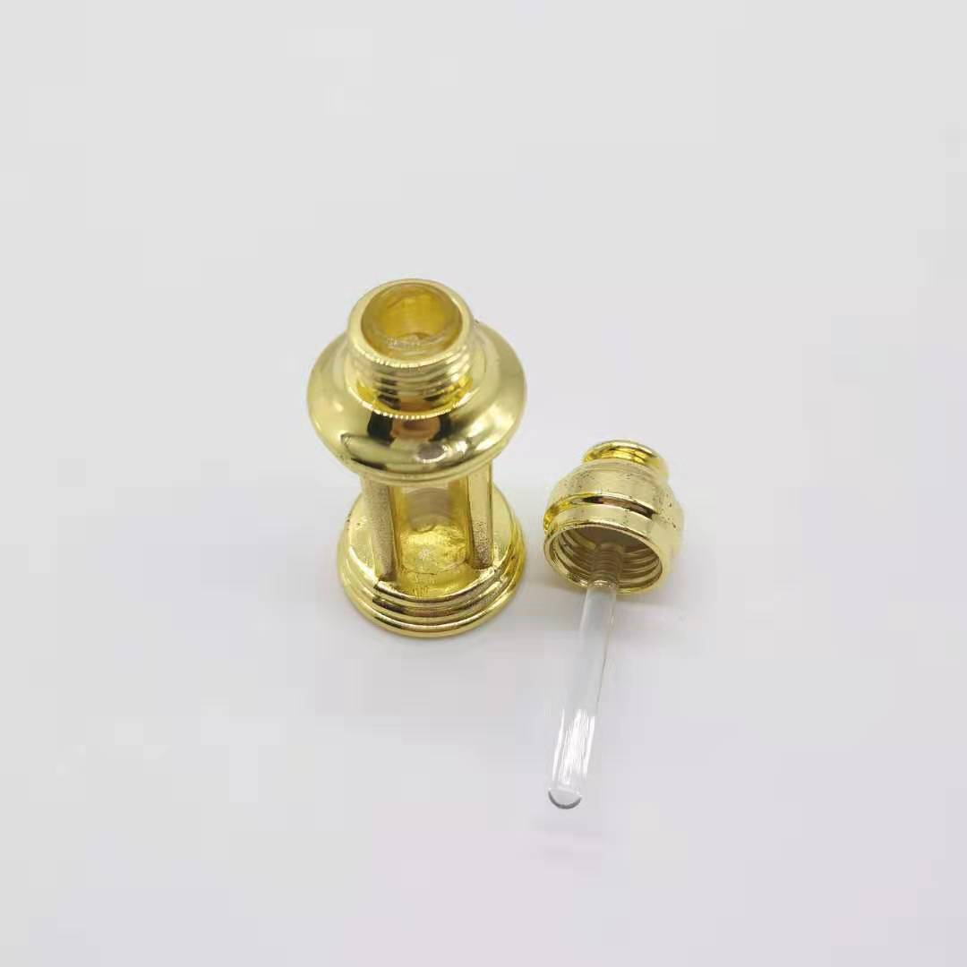 wholesale 3ml Unique dubai Arabic Style Metal Essential Oil Attar Perfume Glass Bottles with Glass Stick