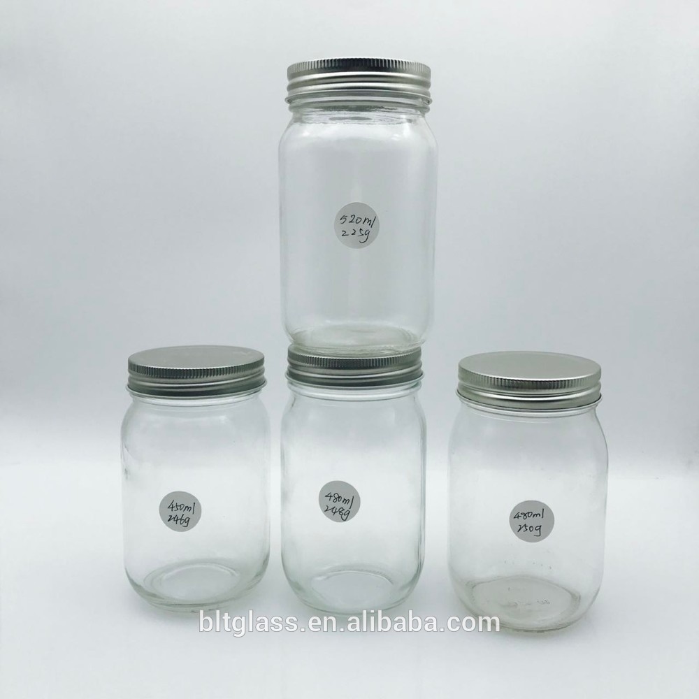 wholesale 450ml 480ml 500ml neutral food glass mason jar for jam sauce