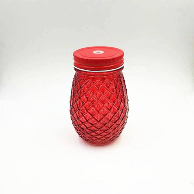wholesale 480ml 16oz pineapple shape glass mason jar drink beverage juice bottle