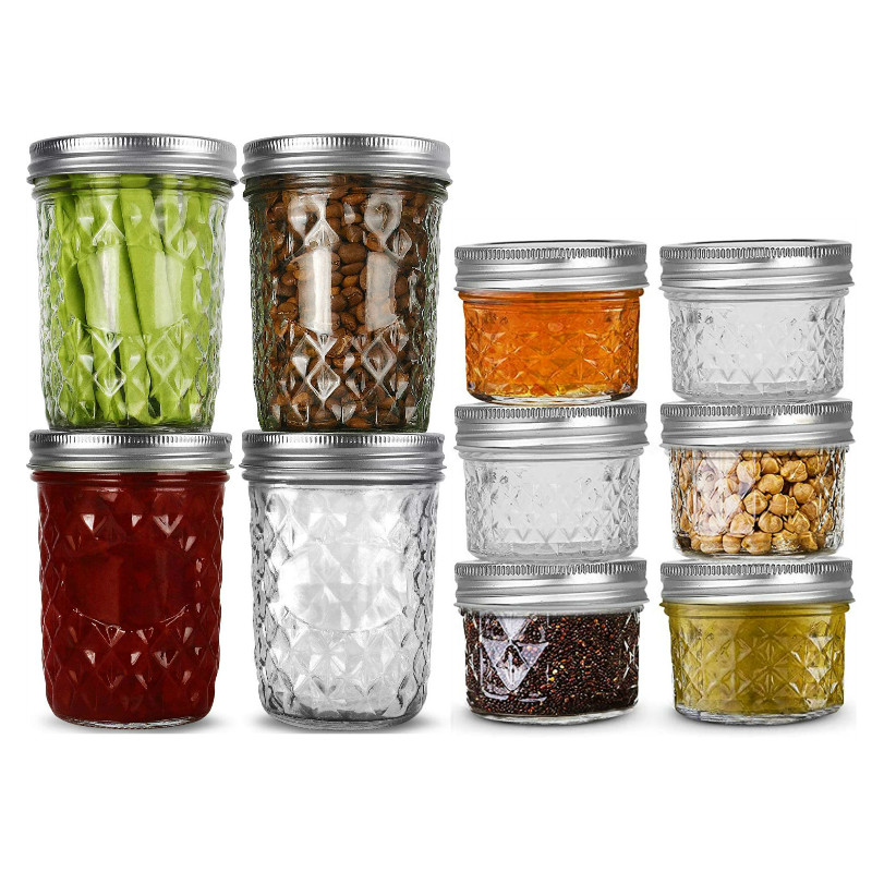 wholesale 4oz 6oz 8oz jam glass jars wide mouth mason glass jar