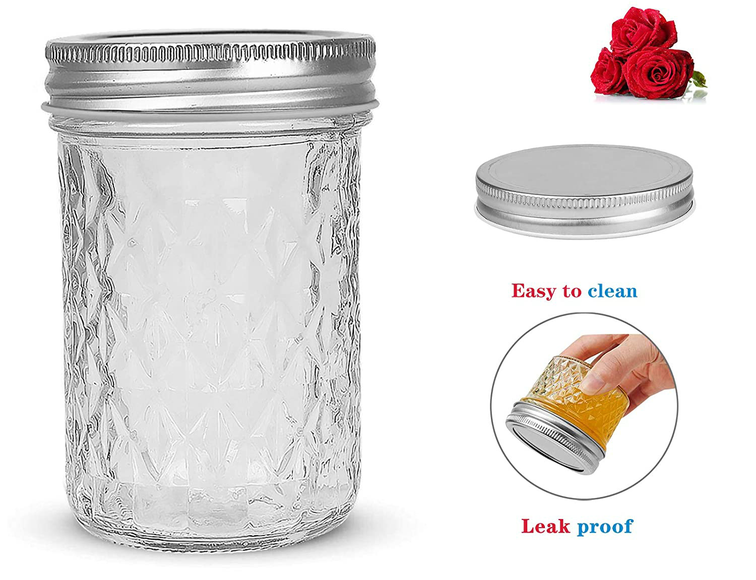 wholesale 4oz 6oz 8oz jam glass jars wide mouth mason glass jar