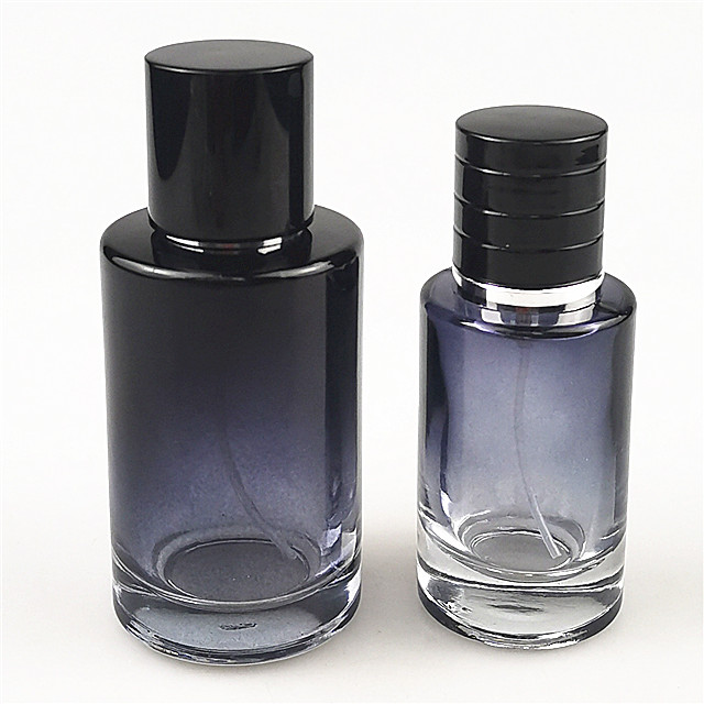 wholesale 50 ml 30 ml black round glass bottle for perfume with spray