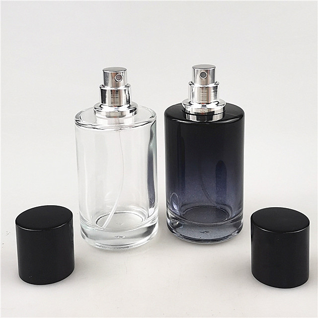wholesale 50 ml 30 ml black round glass bottle for perfume with spray