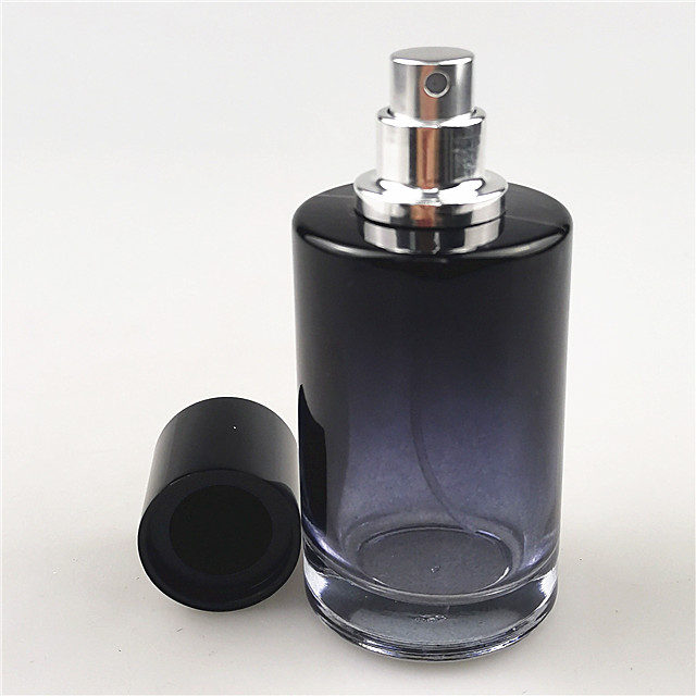 wholesale 50 ml 30 ml black round glass bottle for perfume with spray