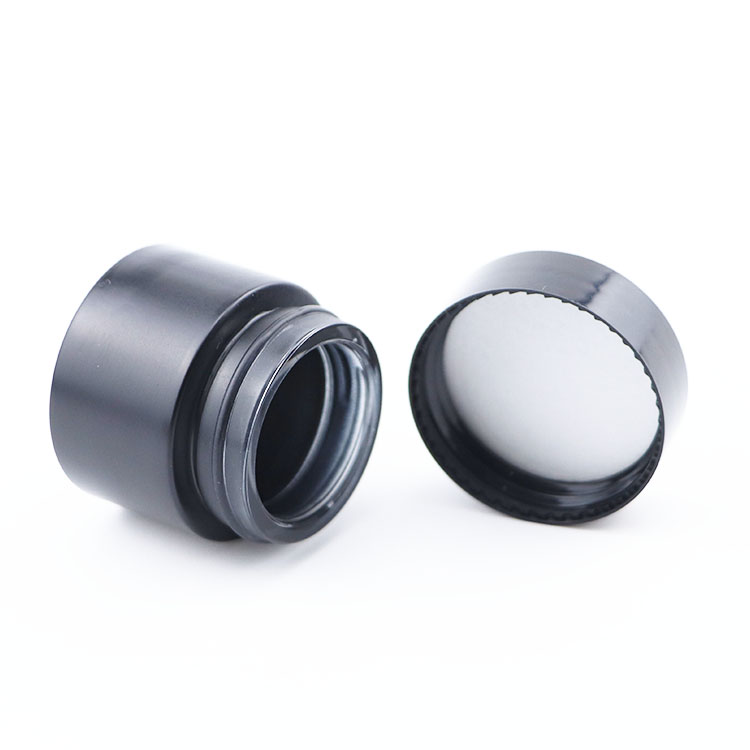 wholesale 50 ml cosmetic glass empty matte black jar fancy shape cream container