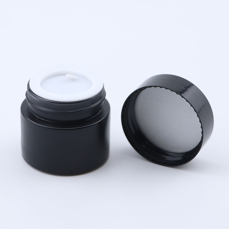 wholesale 50 ml cosmetic glass empty matte black jar fancy shape cream container
