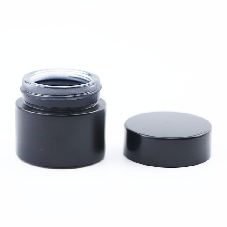 wholesale 50 ml cosmetic glass empty matte black jar fancy shape cream container