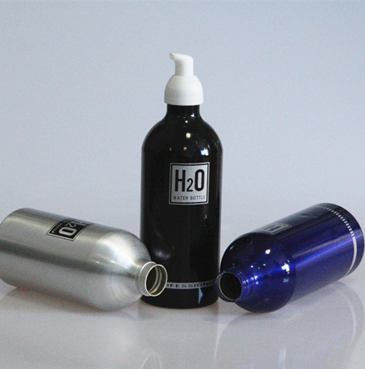 wholesale 500ml aluminum cosmetic bottle blue cosmetic pump bottles