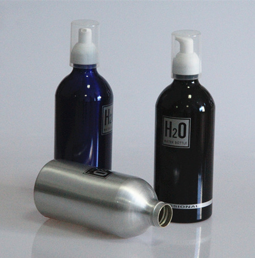wholesale 500ml aluminum cosmetic bottle blue cosmetic pump bottles