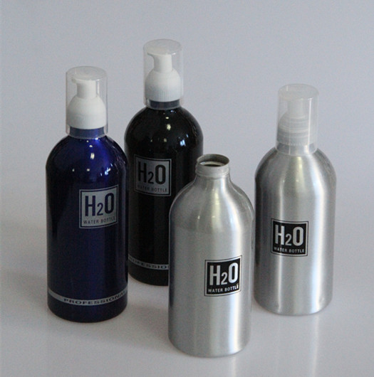 wholesale 500ml aluminum cosmetic bottle blue cosmetic pump bottles