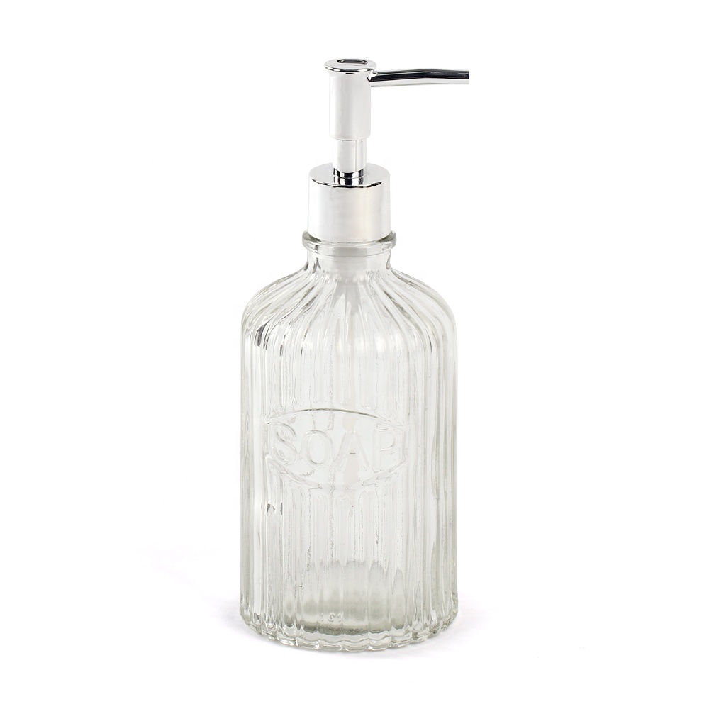 wholesale 500ml empty lotion bottles cosmetic glass liquid soap with pump