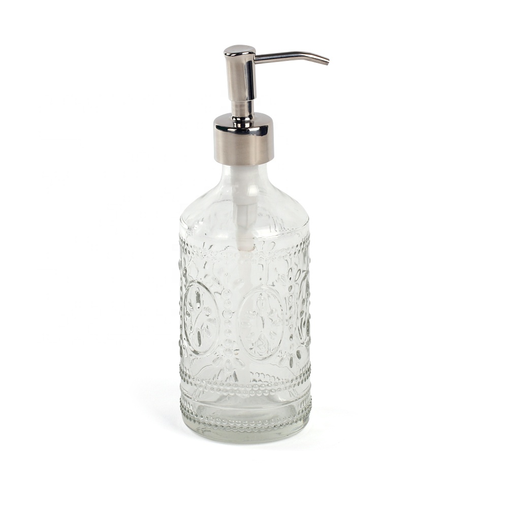 wholesale 500ml empty lotion bottles cosmetic glass liquid soap with pump