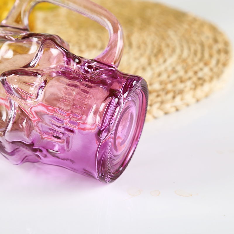 wholesale 500ml skull glass mason jars embossment 480ml Glass Jar with handle and screw lid