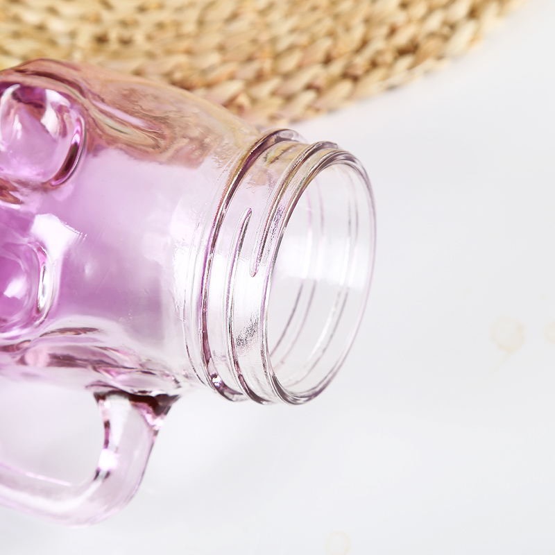 wholesale 500ml skull glass mason jars embossment 480ml Glass Jar with handle and screw lid