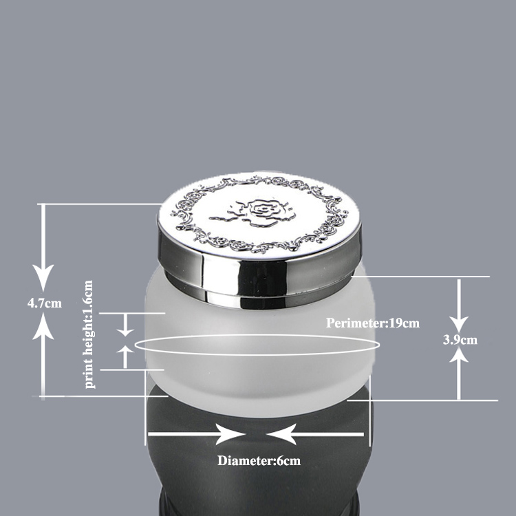 wholesale 50G frosted glass cream jar with silver lid, 50g cosmetic container cream jar,Cosmetic Jar 50g glass Cosmetic