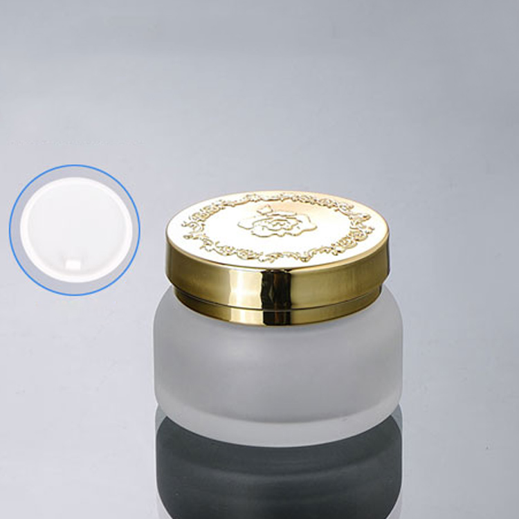 wholesale 50G frosted glass cream jar with silver lid, 50g cosmetic container cream jar,Cosmetic Jar 50g glass Cosmetic